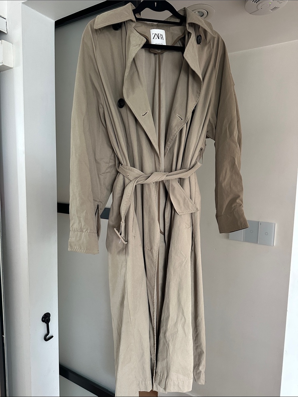 Zara Khaki Beige Long Trench Coat with Belt